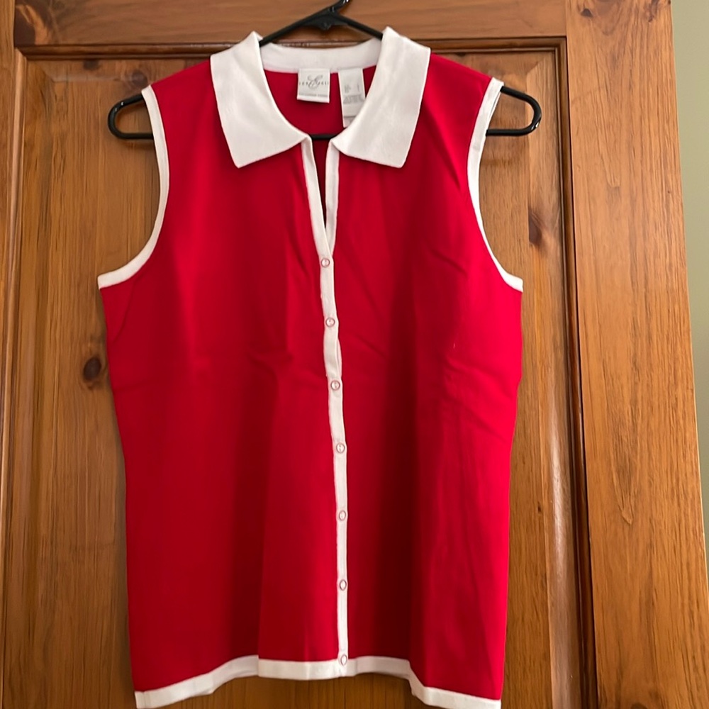 Emma James collared knit sleeveless top Lg